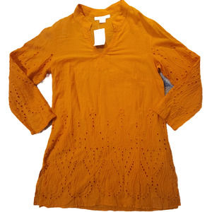 Jessica Taylor Embroidered Boho Cover Up Tunic Top SZ M